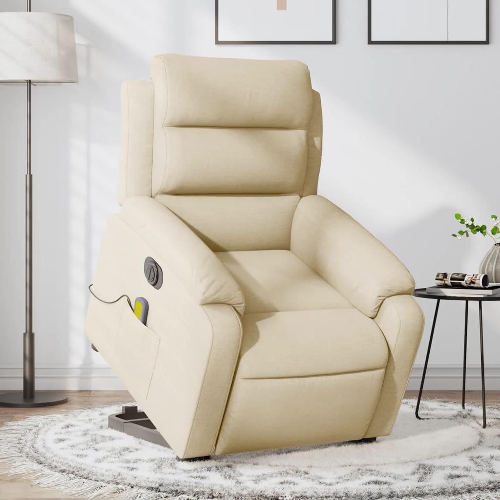 Sta-op-massagestoel elektrisch verstelbaar stof crèmekleurig is nu te koop bij PeponiXL, paradijselijk wonen!