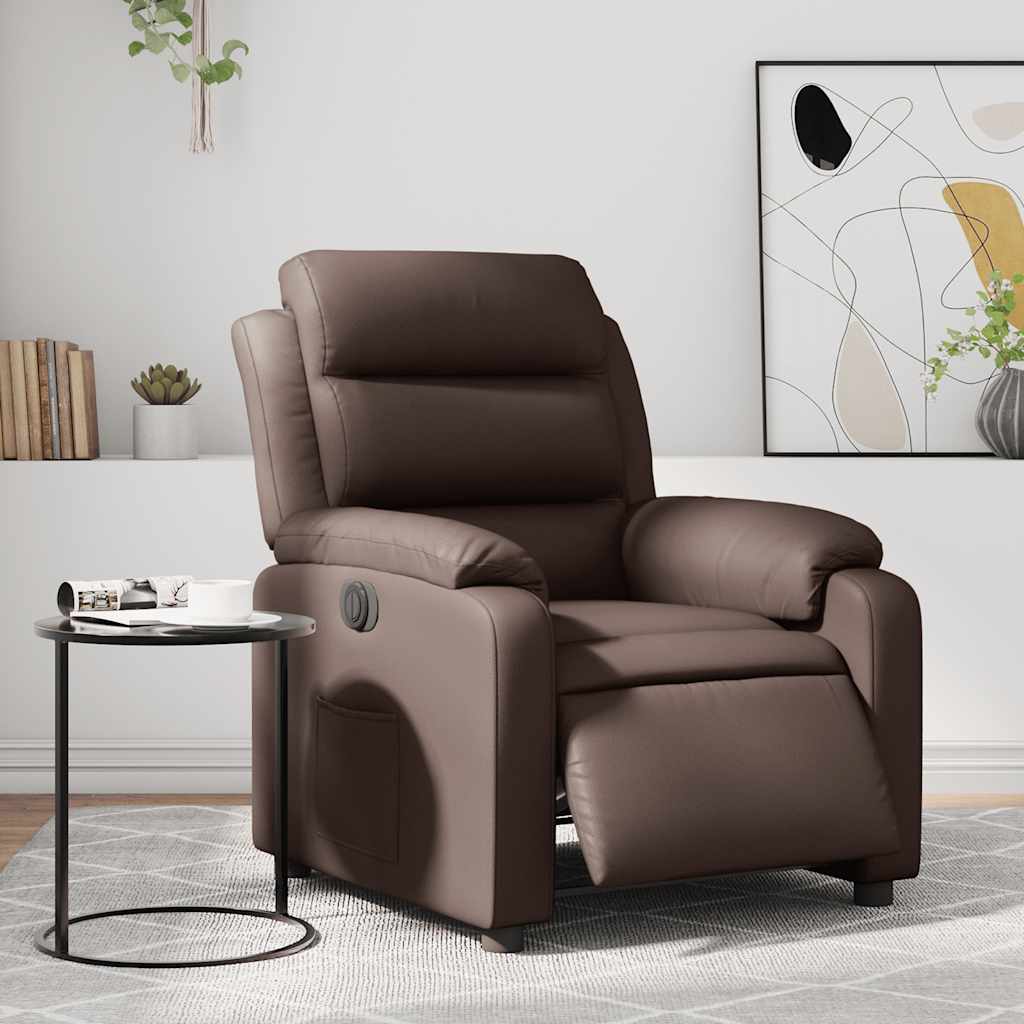 Fauteuil verstelbaar elektrisch kunstleer bruin is nu te koop bij PeponiXL, paradijselijk wonen!