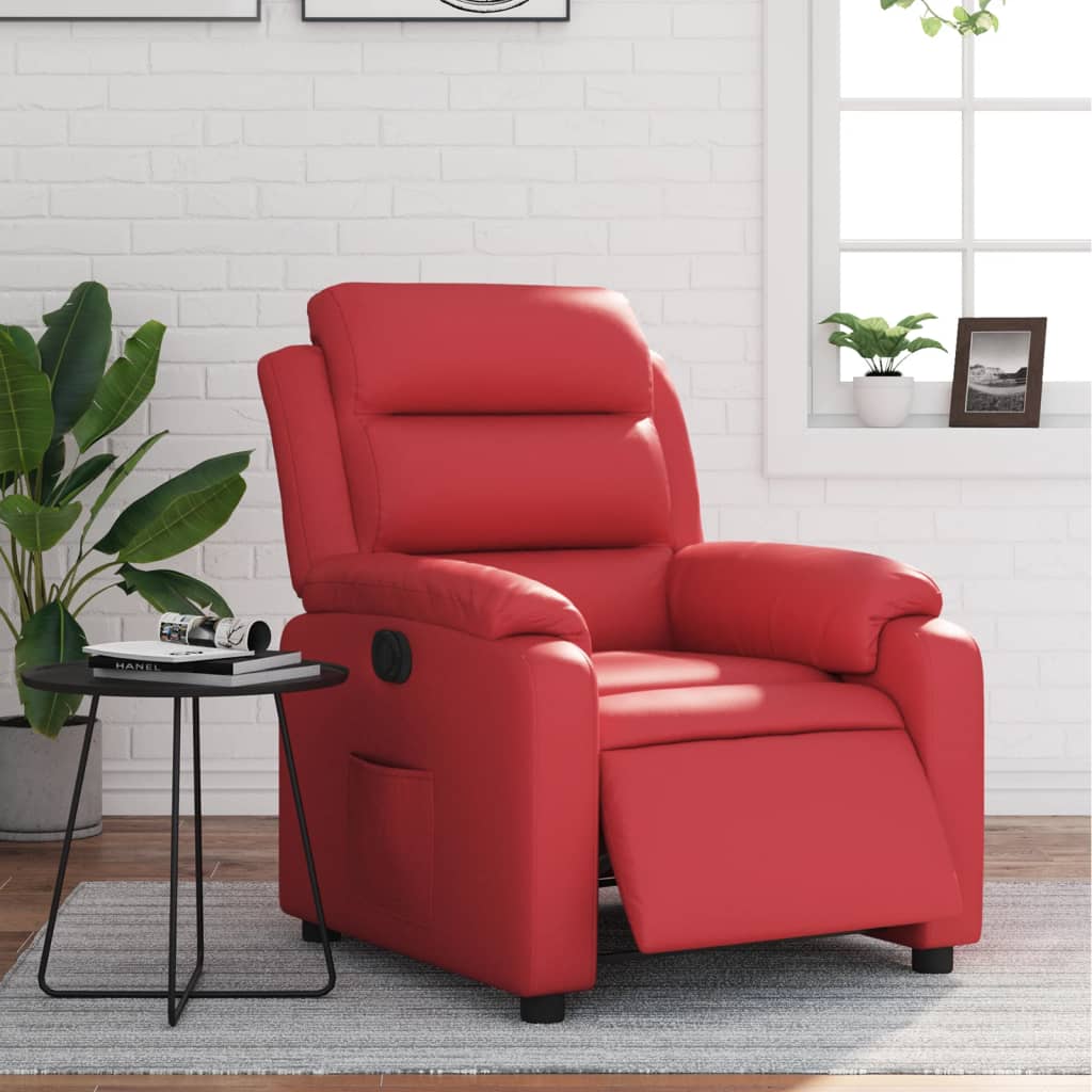 Fauteuil verstelbaar elektrisch kunstleer rood is nu te koop bij PeponiXL, paradijselijk wonen!
