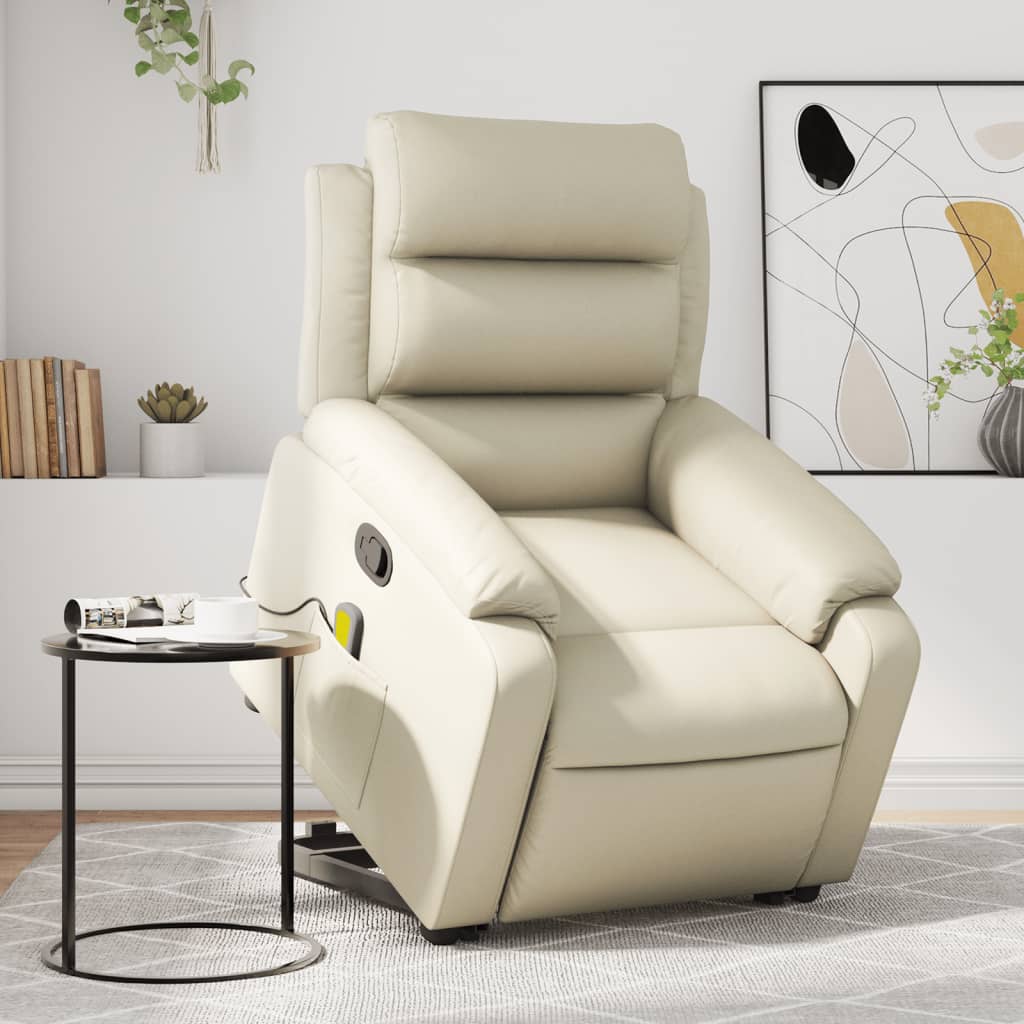 Sta-op-massagestoel verstelbaar kunstleer crèmekleurig is nu te koop bij PeponiXL, paradijselijk wonen!
