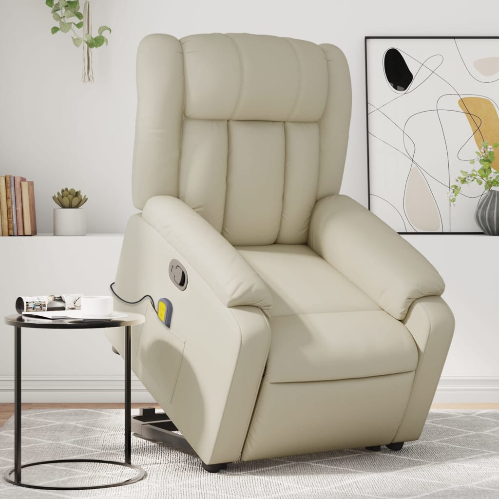 Sta-op-massagestoel verstelbaar kunstleer crèmekleurig is nu te koop bij PeponiXL, paradijselijk wonen!