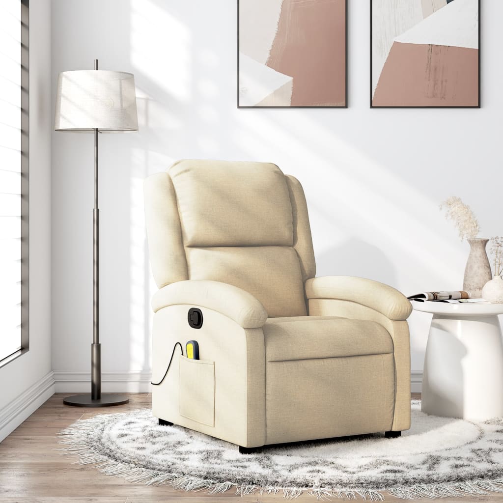 Massagestoel met crèmekleurige stof is nu te koop bij PeponiXL, paradijselijk wonen!