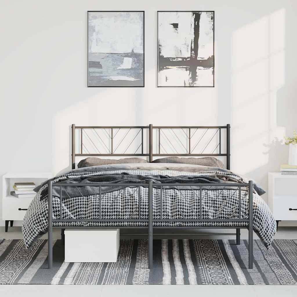 Bedframe met hoofd- en voeteneinde metaal zwart 150x200 cm is nu te koop bij PeponiXL, paradijselijk wonen!