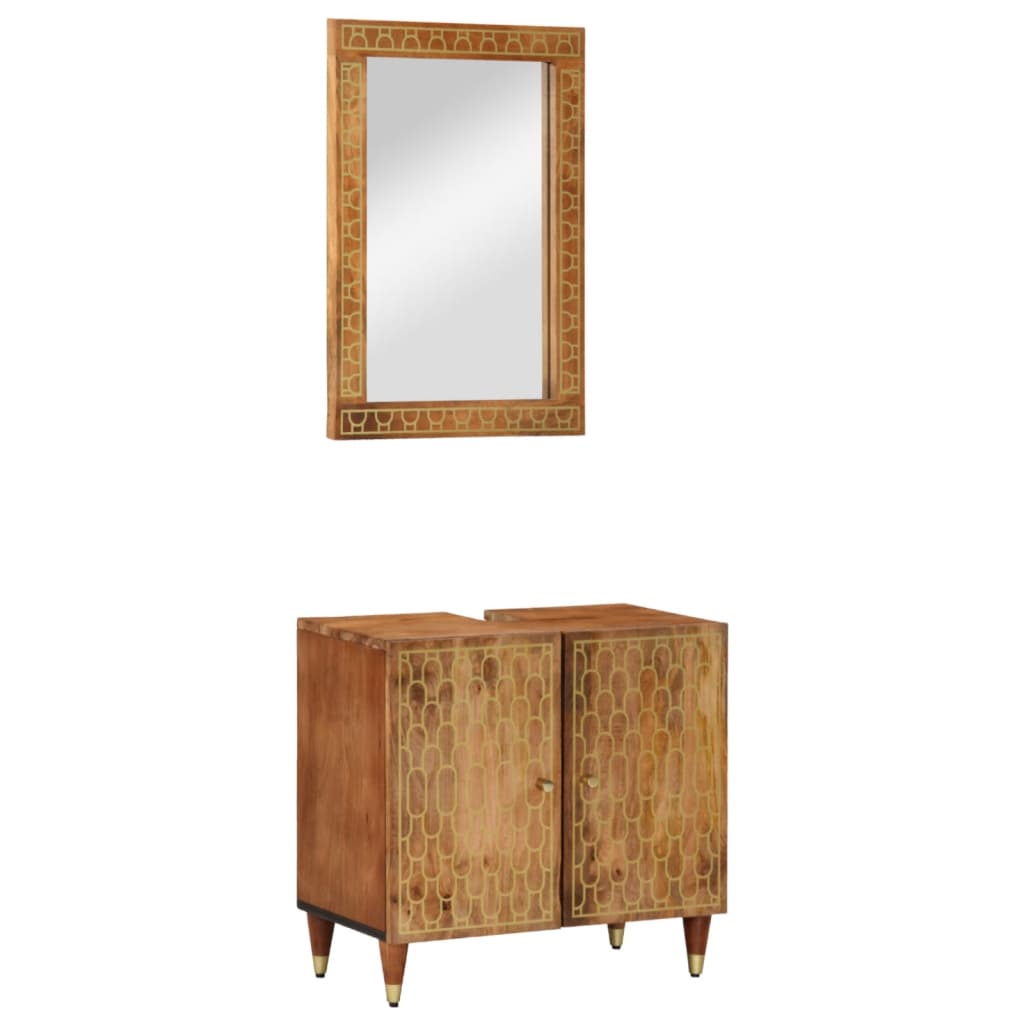 2-delige Badkamermeubelset massief mangohout is nu te koop bij PeponiXL, paradijselijk wonen!