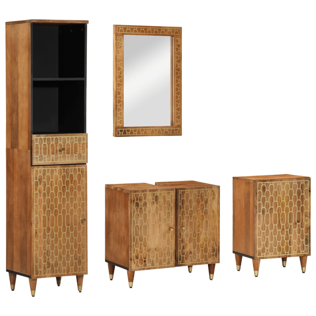 4-delige Badkamermeubelset massief mangohout is nu te koop bij PeponiXL, paradijselijk wonen!