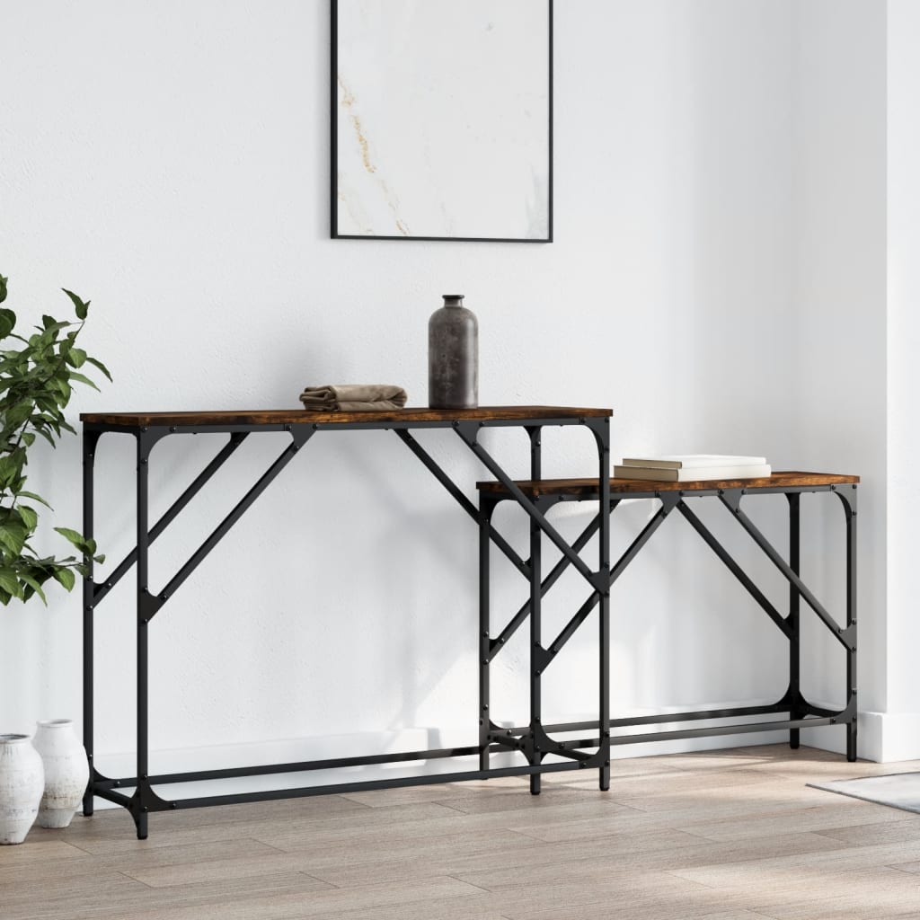 2-delige Tafeltjesset bewerkt hout gerookt eikenkleurig is nu te koop bij PeponiXL, paradijselijk wonen!