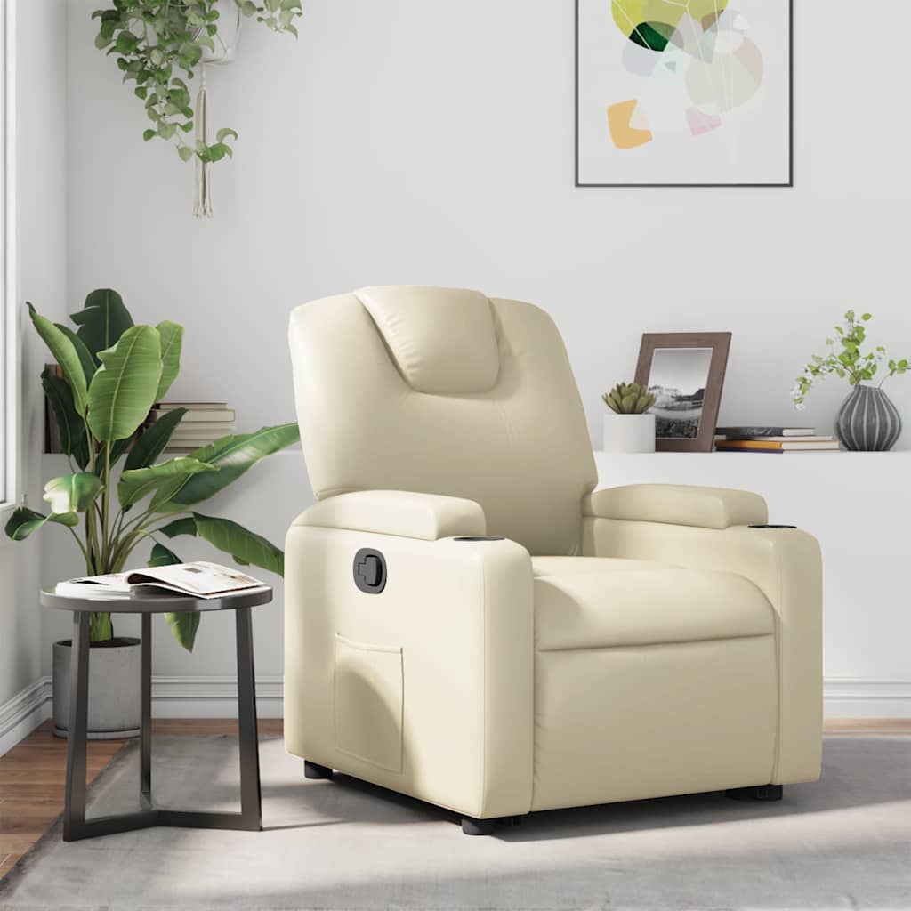 Fauteuil verstelbaar kunstleer crèmekleurig is nu te koop bij PeponiXL, paradijselijk wonen!