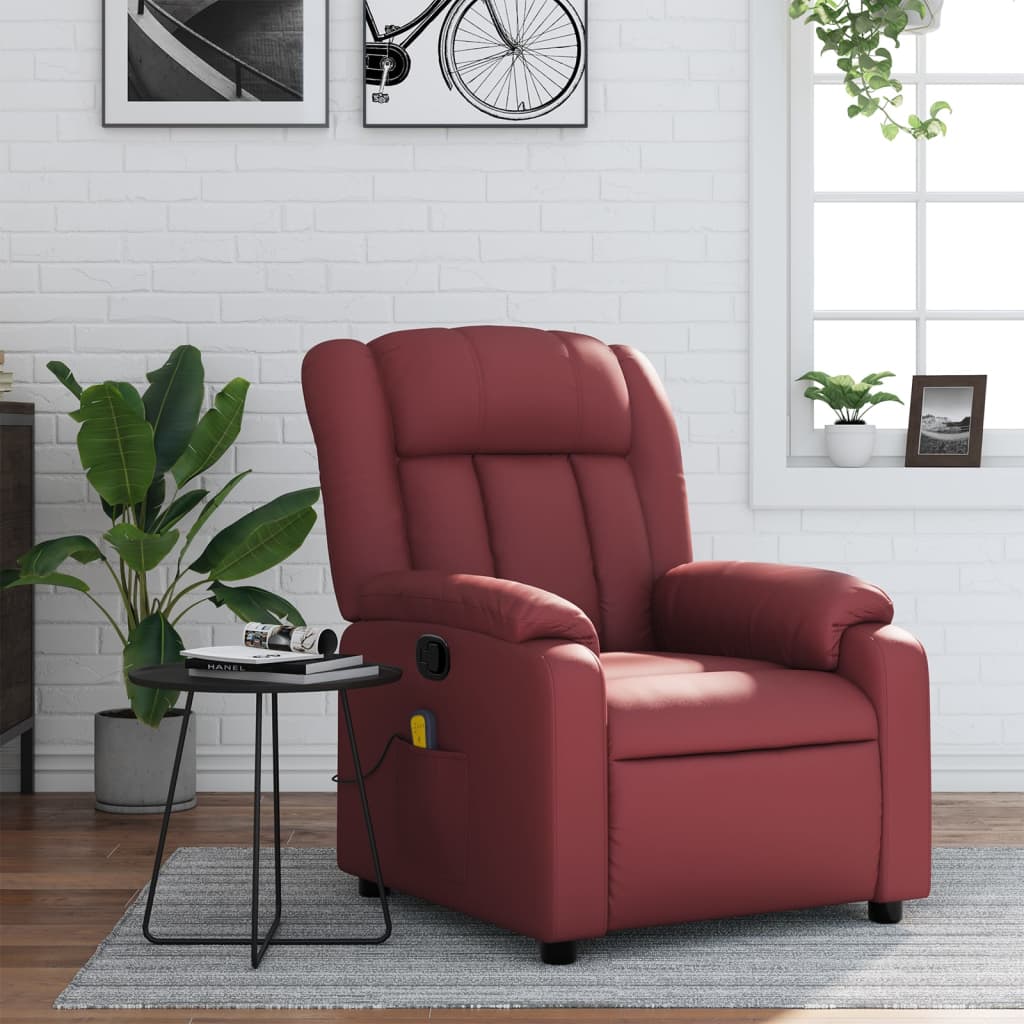 Massagestoel verstelbaar kunstleer wijnrood is nu te koop bij PeponiXL, paradijselijk wonen!