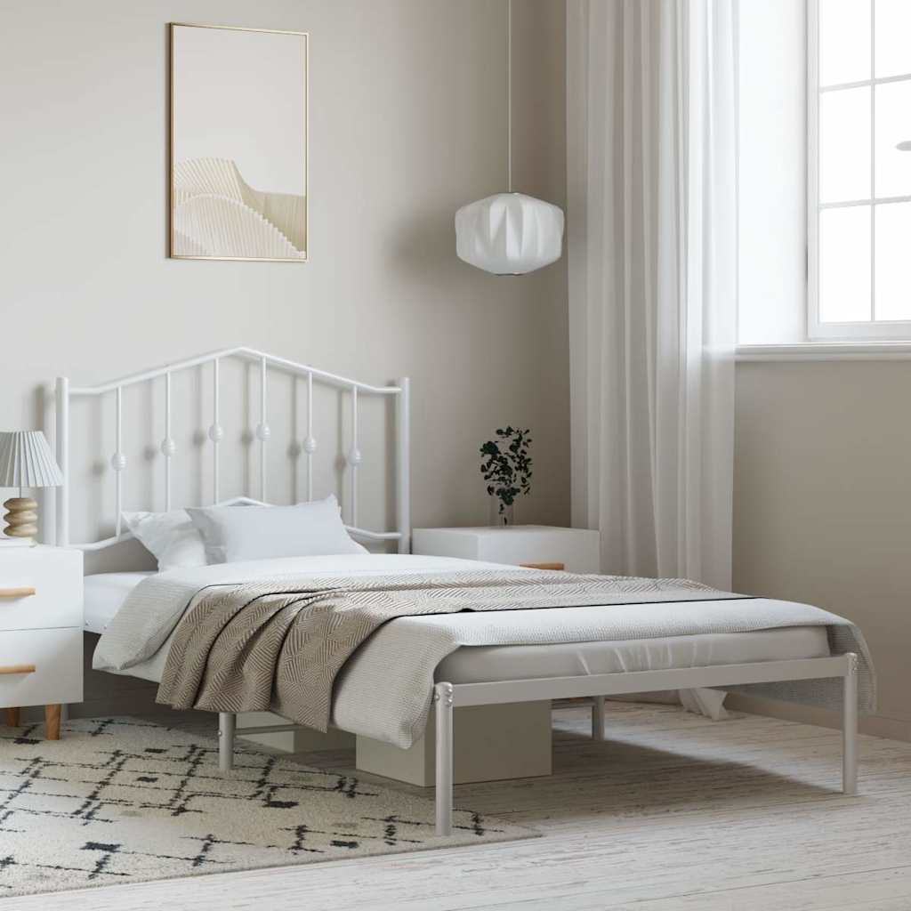 Bedframe met hoofdbord metaal wit 100x200 cm is nu te koop bij PeponiXL, paradijselijk wonen!