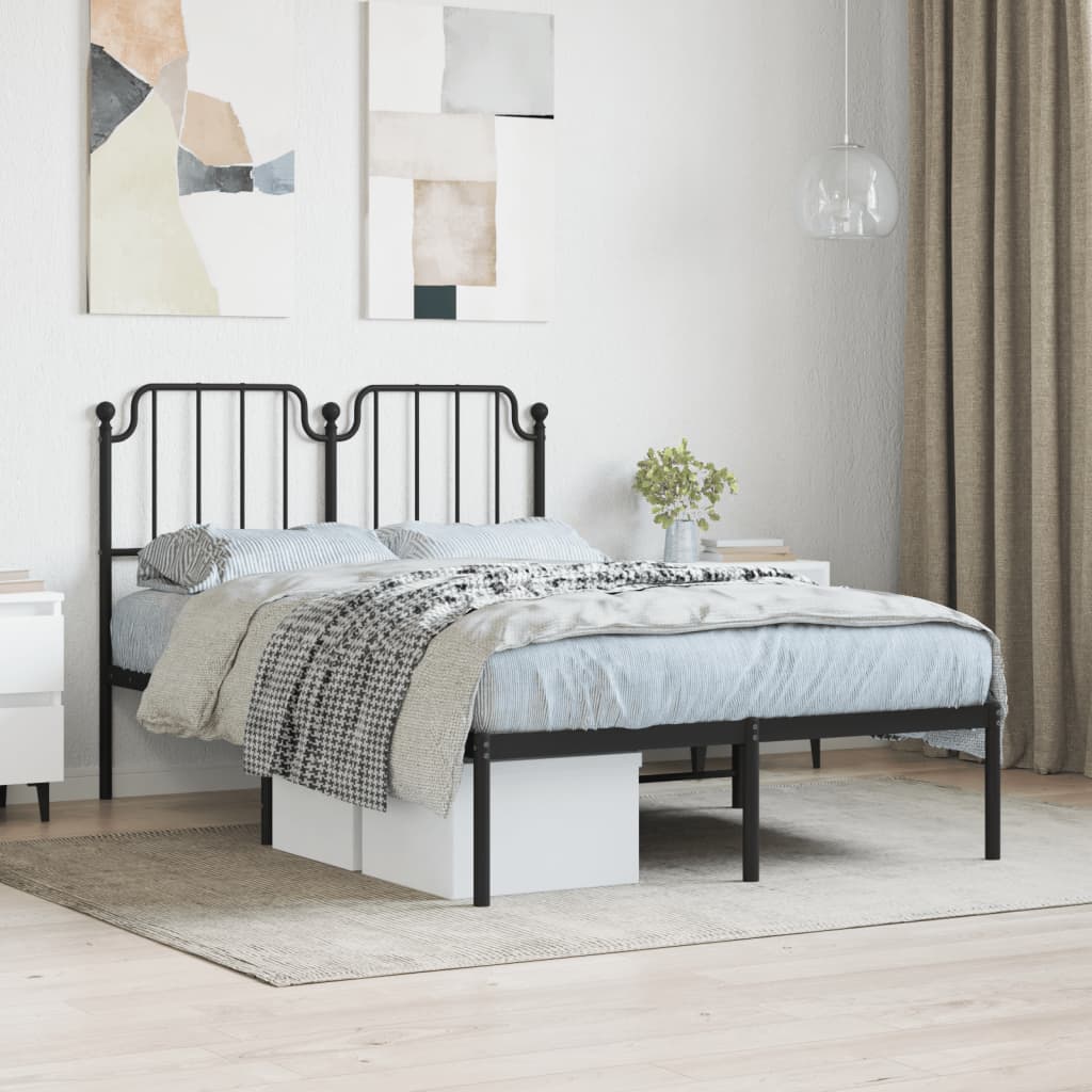 Bedframe met hoofdbord metaal zwart 120x190 cm is nu te koop bij PeponiXL, paradijselijk wonen!