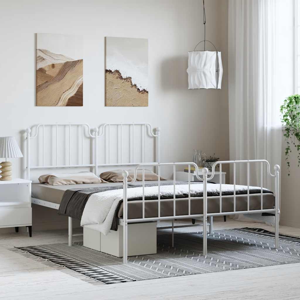 Bedframe met hoofd- en voeteneinde metaal wit 135x190 cm is nu te koop bij PeponiXL, paradijselijk wonen!