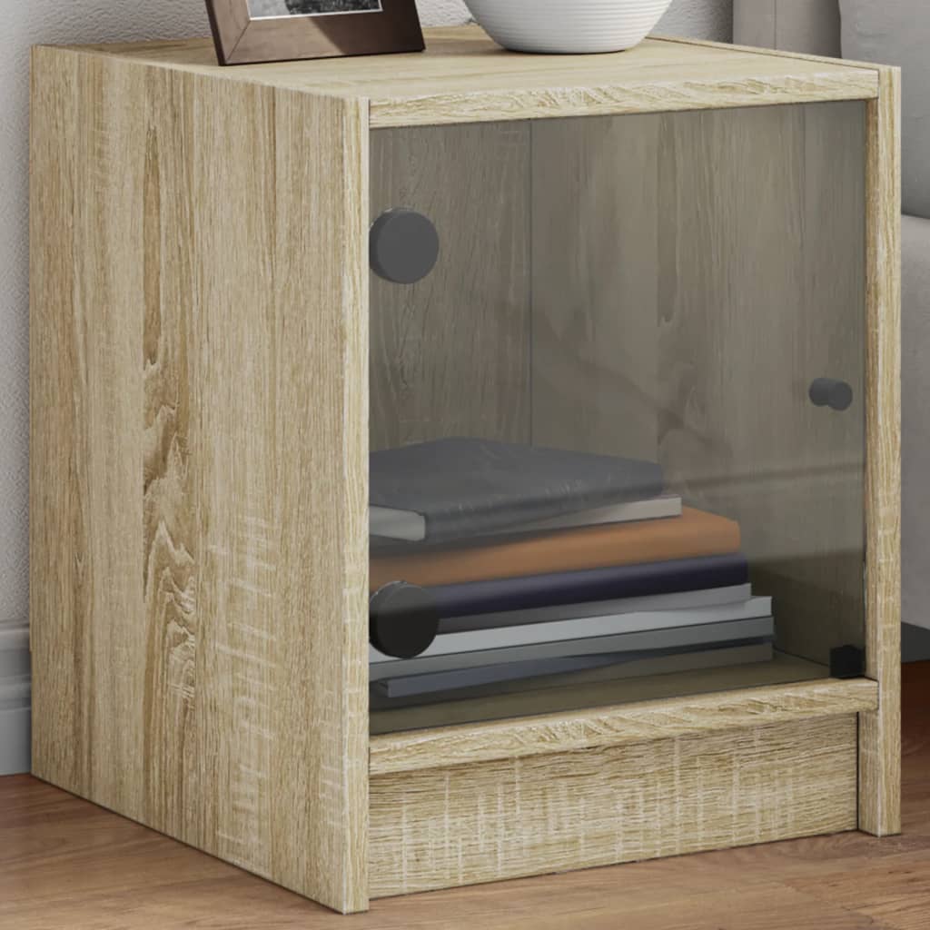 Nachtkastjes met glazen deuren 2 st 35x37x42 cm sonoma eiken is nu te koop bij PeponiXL, paradijselijk wonen!