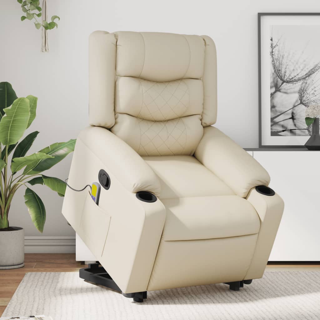 Sta-op-massagestoel verstelbaar kunstleer crèmekleurig is nu te koop bij PeponiXL, paradijselijk wonen!