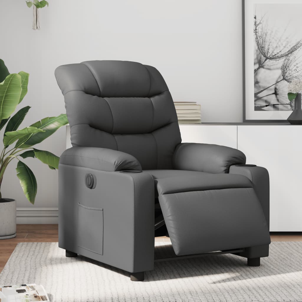 Fauteuil verstelbaar elektrisch kunstleer grijs is nu te koop bij PeponiXL, paradijselijk wonen!