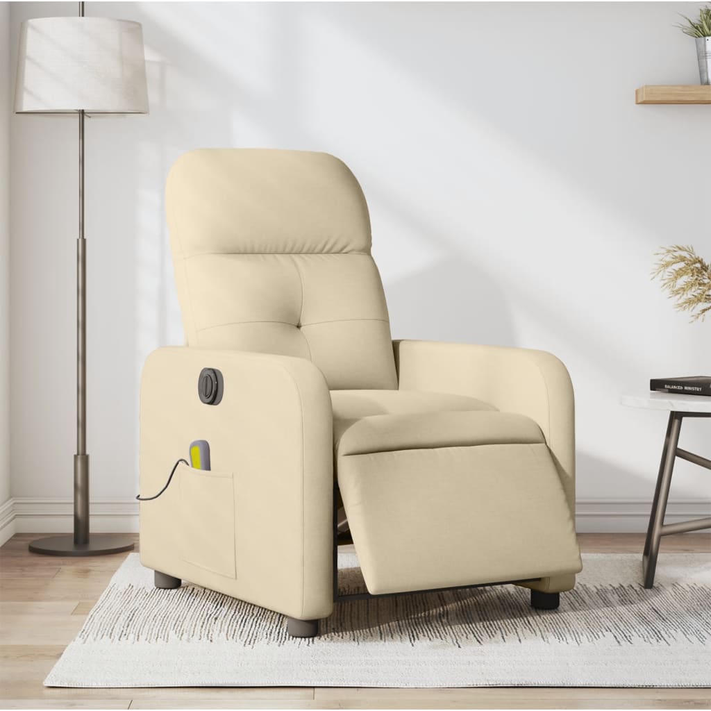 Massagestoel elektrisch verstelbaar stof crèmekleurig is nu te koop bij PeponiXL, paradijselijk wonen!