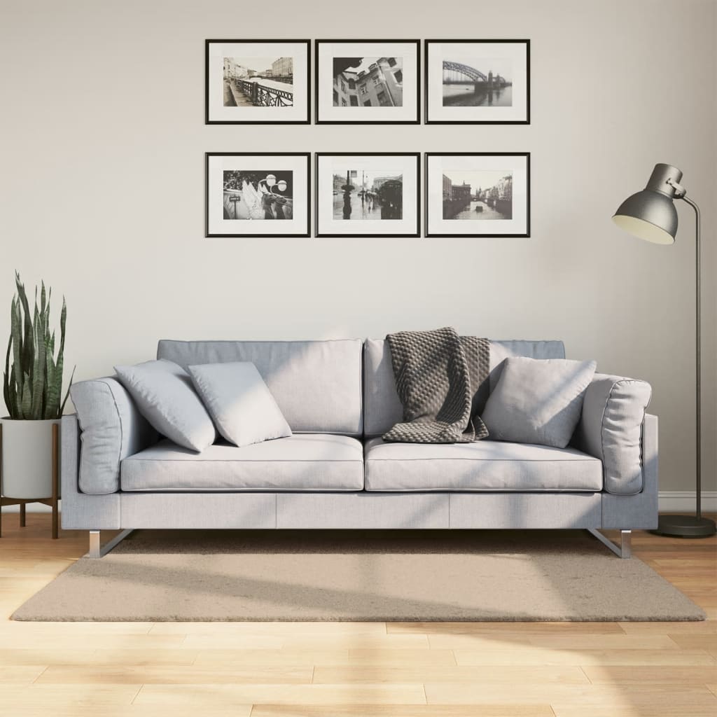 Vloerkleed HUARTE laagpolig zacht wasbaar 80x150 cm zandkleurig is nu te koop bij PeponiXL, paradijselijk wonen!