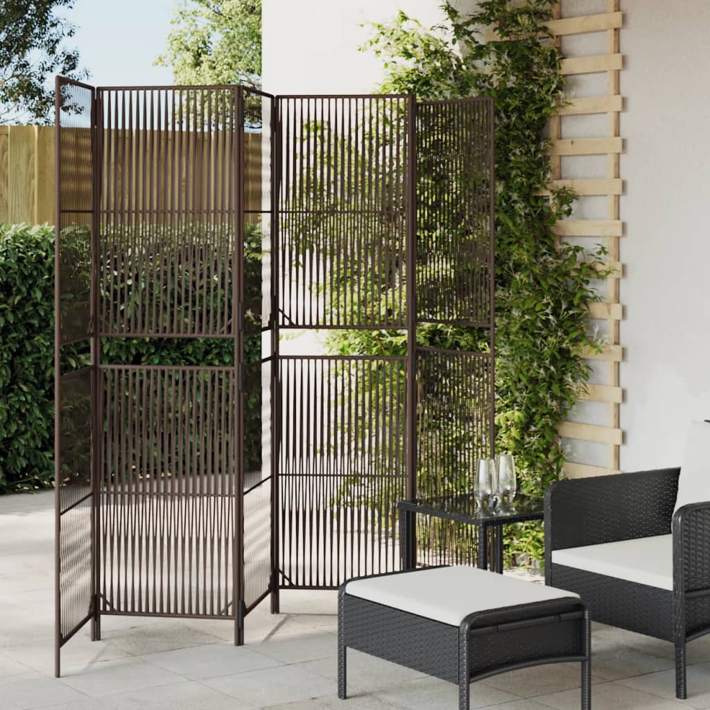 Kamerscherm 6 panelen poly rattan bruin is nu te koop bij PeponiXL, paradijselijk wonen!