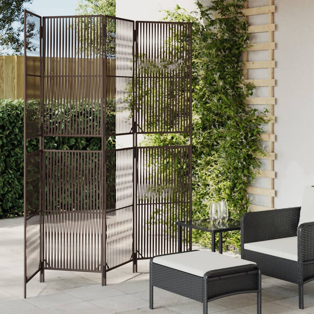 Kamerscherm 4 panelen poly rattan bruin is nu te koop bij PeponiXL, paradijselijk wonen!