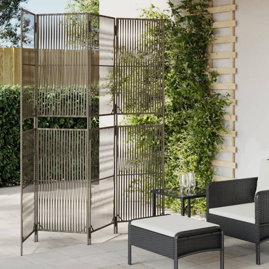 Kamerscherm 4 panelen poly rattan grijs is nu te koop bij PeponiXL, paradijselijk wonen!