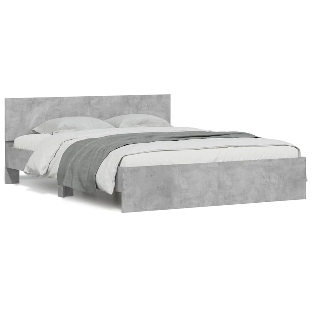 Bedframe met hoofdeinde en LED betongrijs 150x200 cm is nu te koop bij PeponiXL, paradijselijk wonen!