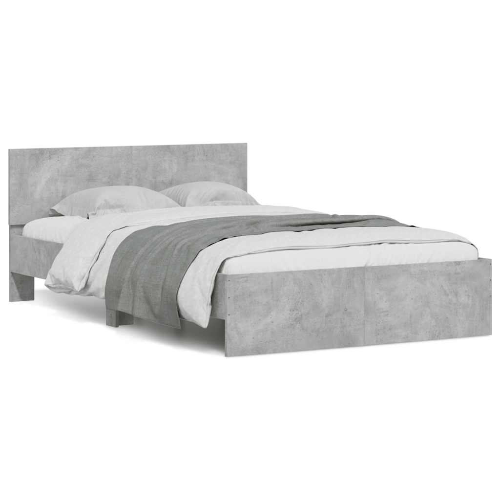 Bedframe met hoofdeinde en LED betongrijs 135x190 cm is nu te koop bij PeponiXL, paradijselijk wonen!