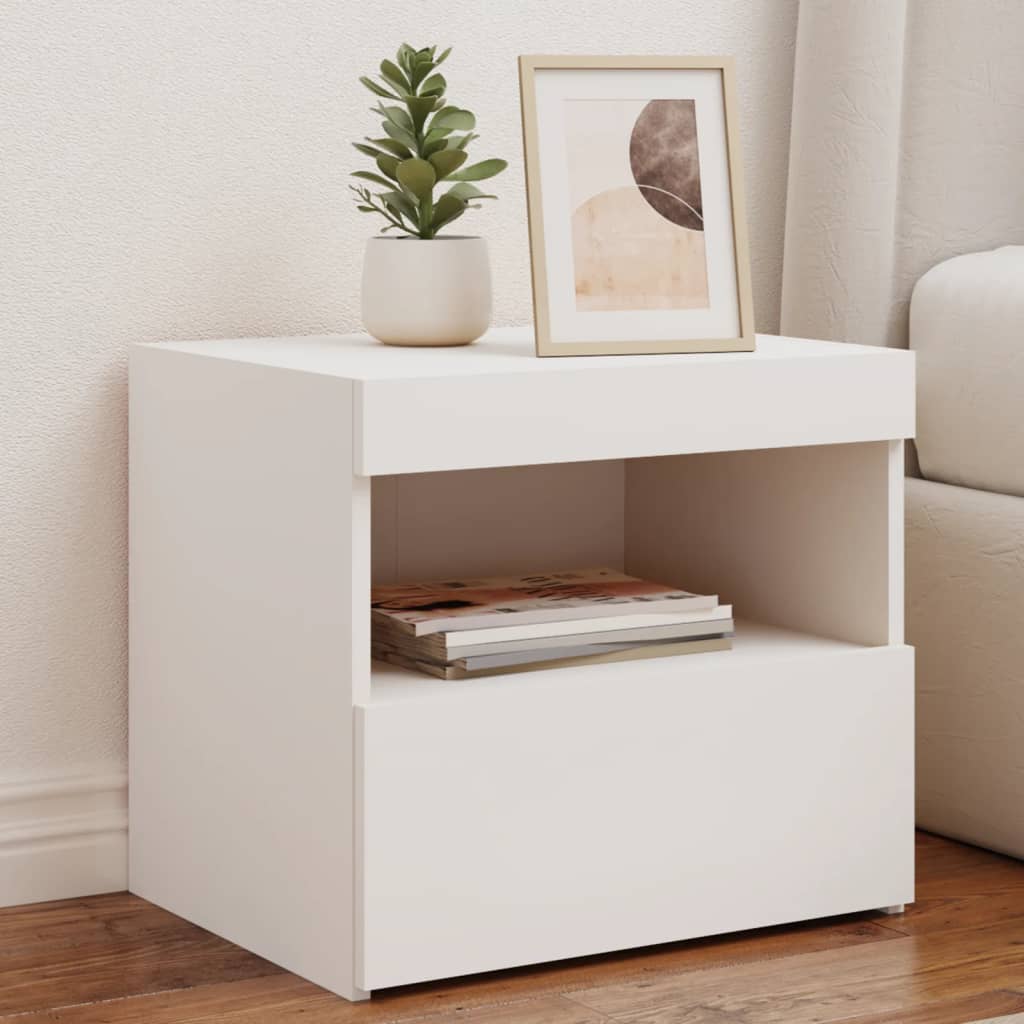 Nachtkastjes met LED-verlichting 2 st 50x40x45 cm wit is nu te koop bij PeponiXL, paradijselijk wonen!