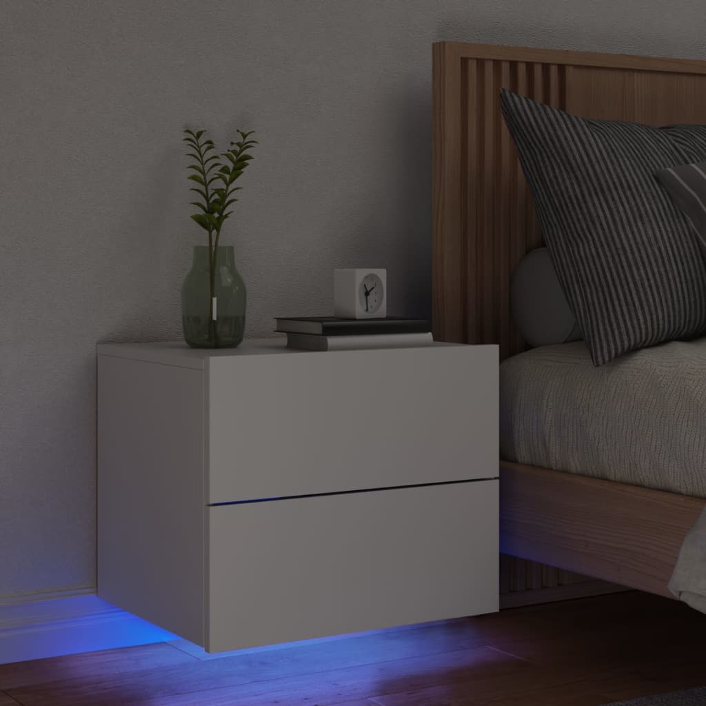 Nachtkastje met LED-verlichting wandgemonteerd wit is nu te koop bij PeponiXL, paradijselijk wonen!