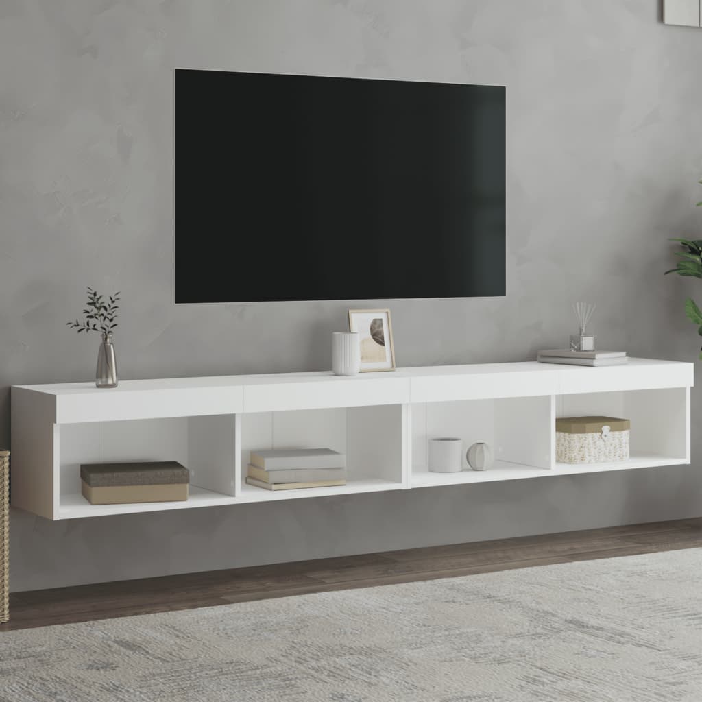 Tv-meubels met LED-verlichting 2 st 100x30x30 cm wit is nu te koop bij PeponiXL, paradijselijk wonen!