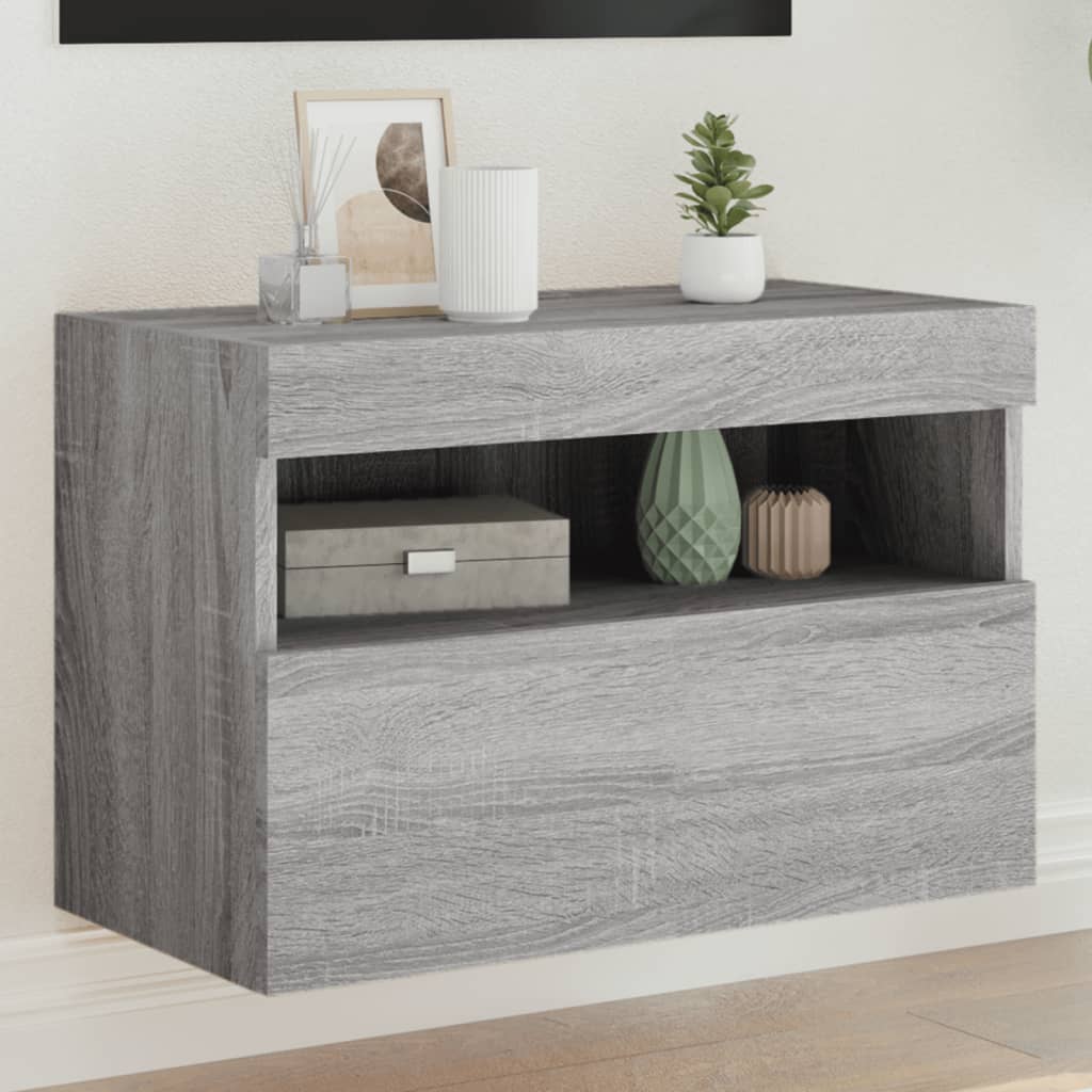 Tv-wandmeubel met LED-verlichting 60x30x40 cm grijs sonoma is nu te koop bij PeponiXL, paradijselijk wonen!