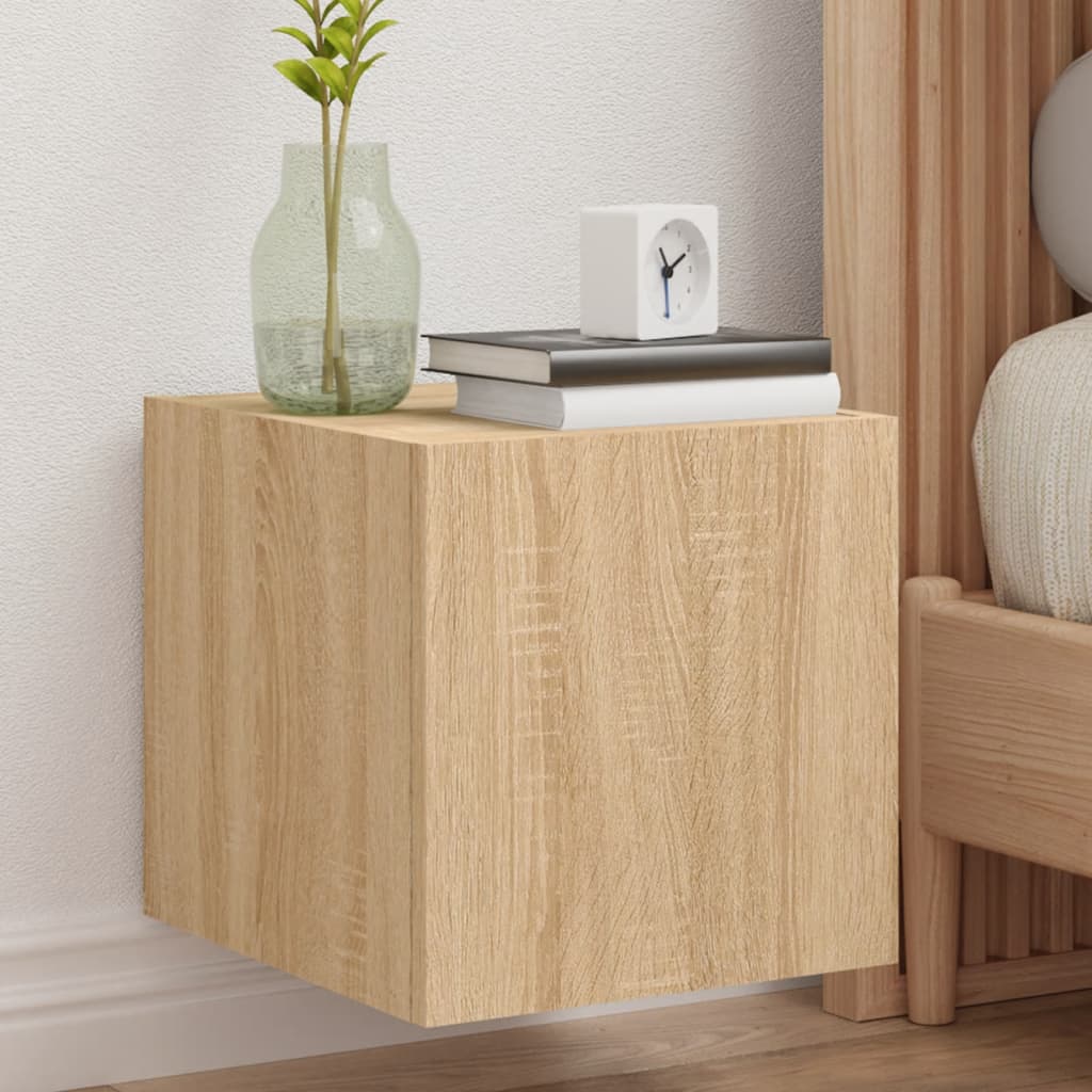 Tv-wandmeubel met LED-verlichting 30,5x35x30 cm sonoma eiken is nu te koop bij PeponiXL, paradijselijk wonen!