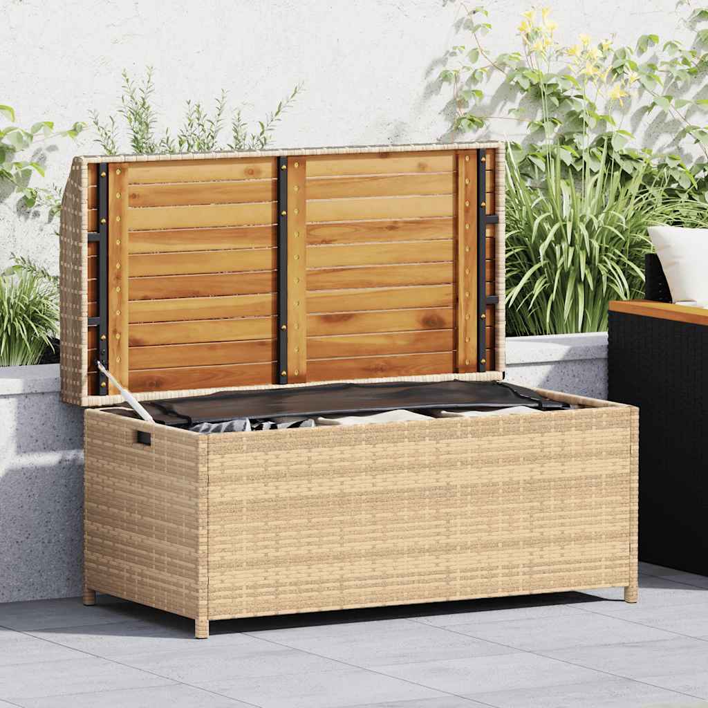 Opbergbankje 100x50x52 cm poly rattan acaciahout gemengd beige is nu te koop bij PeponiXL, paradijselijk wonen!