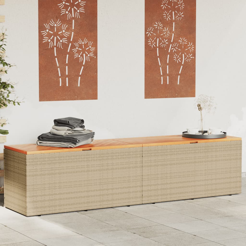 Tuinbox 220x50x54 cm poly rattan en acaciahout beige is nu te koop bij PeponiXL, paradijselijk wonen!