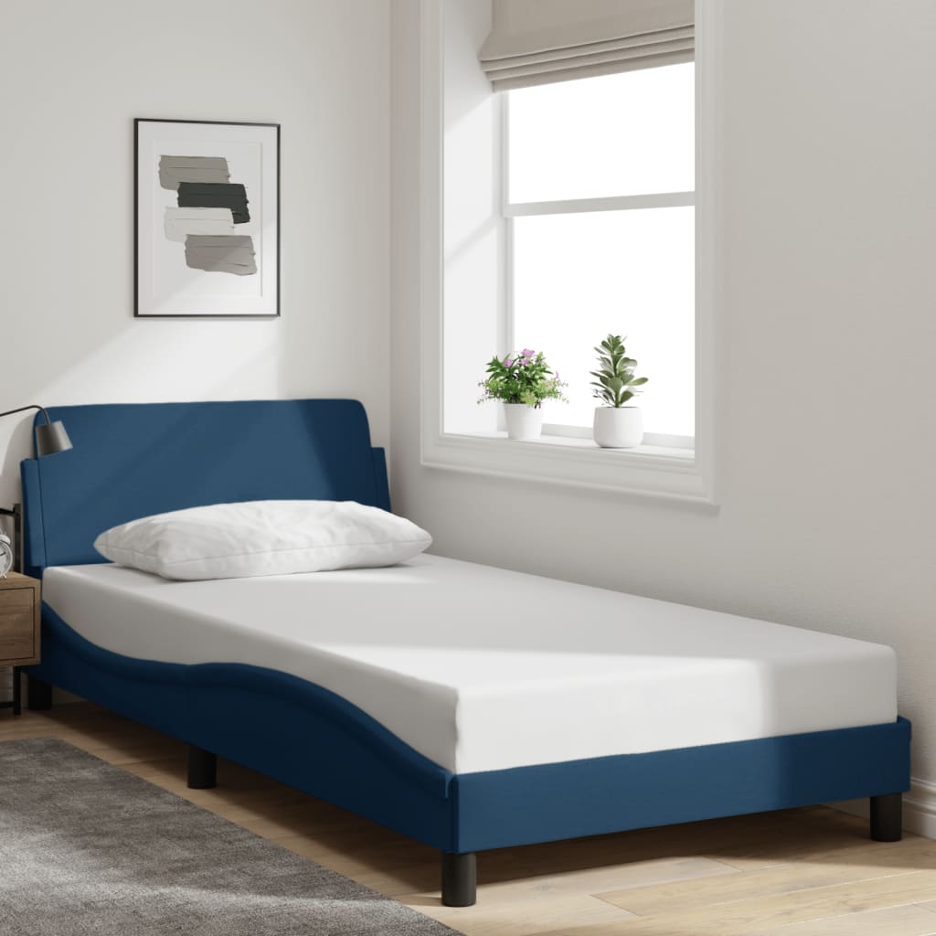 Bedframe met hoofdeinde "Dover" 100x200 cm stof blauw is nu te koop bij PeponiXL, paradijselijk wonen!