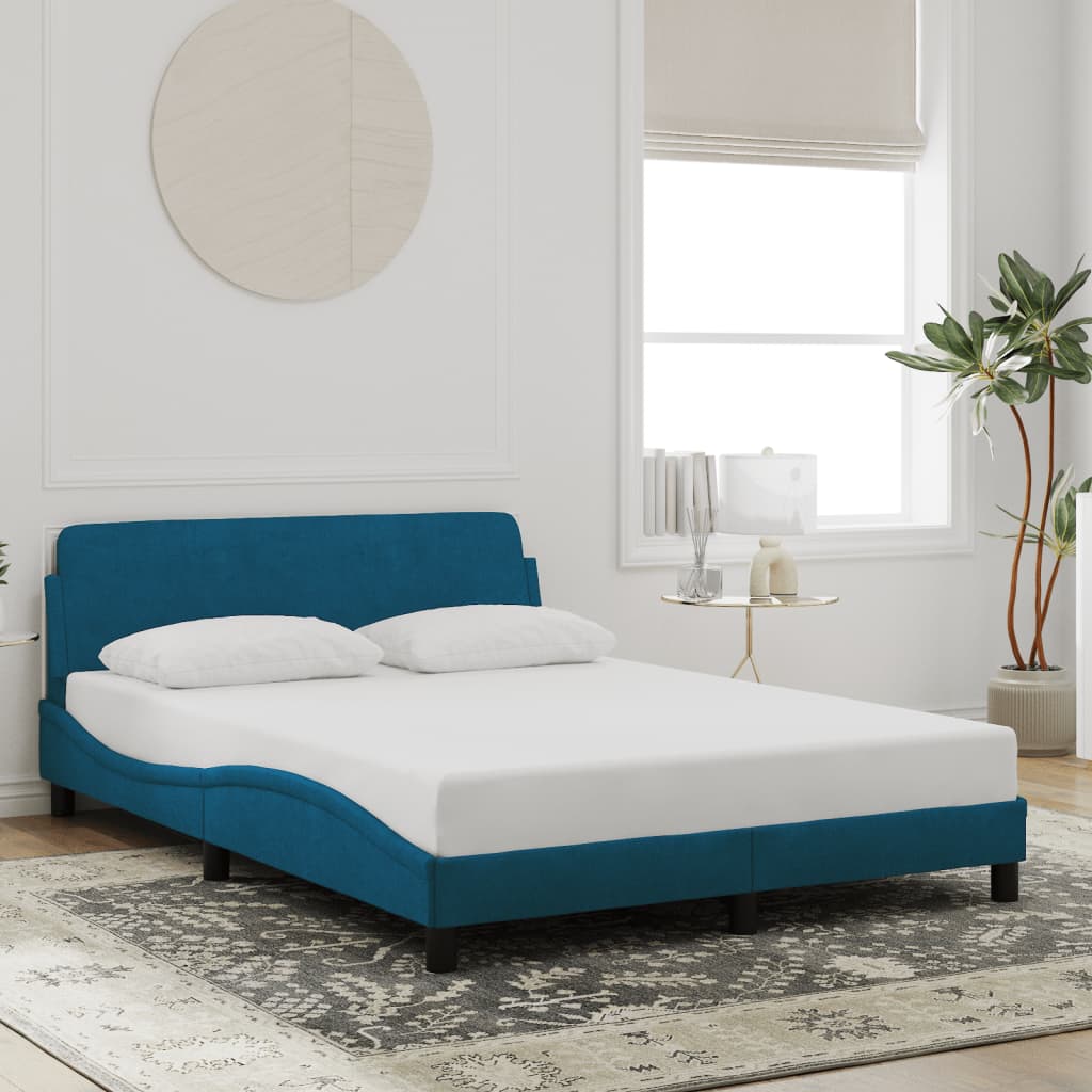 Bedframe met hoofdeinde "Dover" fluweel blauw 140x190 cm is nu te koop bij PeponiXL, paradijselijk wonen!
