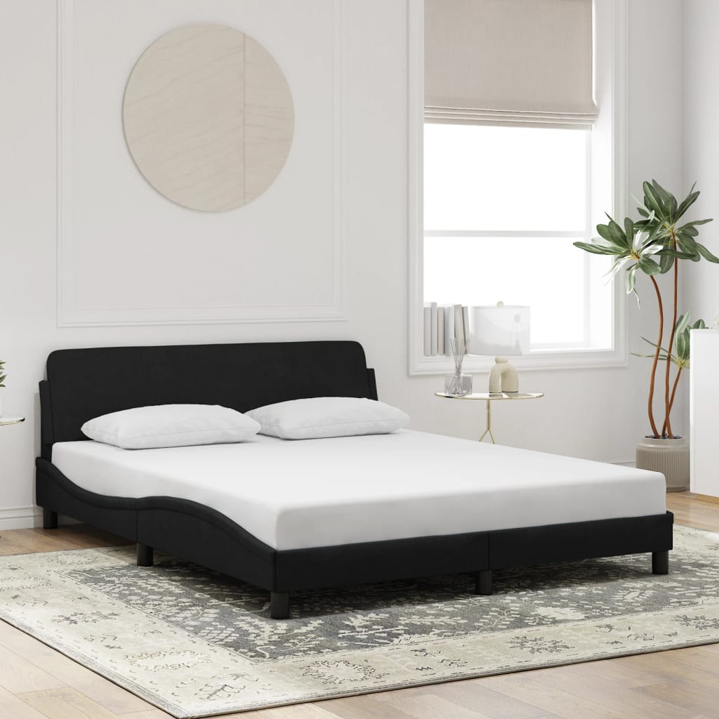Bedframe "Dover" 160x200 cm fluweel zwart is nu te koop bij PeponiXL, paradijselijk wonen!