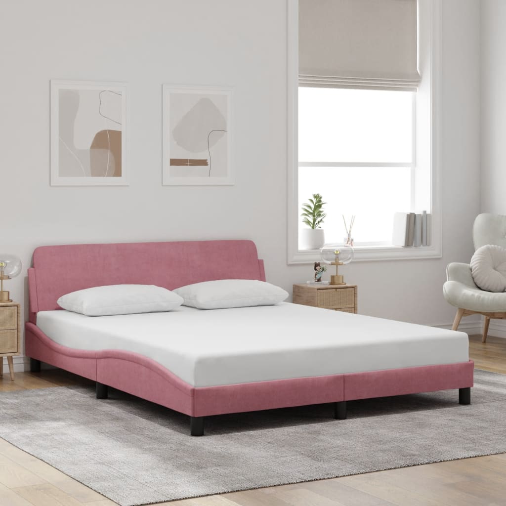 Bedframe met hoofdeinde "Dover" 160x200 cm fluweel roze is nu te koop bij PeponiXL, paradijselijk wonen!