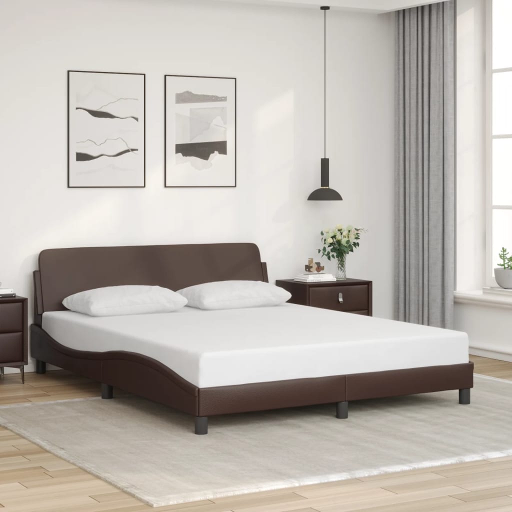 Bedframe "Dover" kunstleer bruin 160x200 cm is nu te koop bij PeponiXL, paradijselijk wonen!
