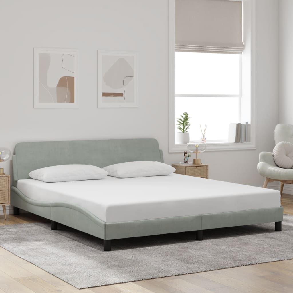 Bedframe "Dover" 180x200 cm fluweel lichtgrijs is nu te koop bij PeponiXL, paradijselijk wonen!