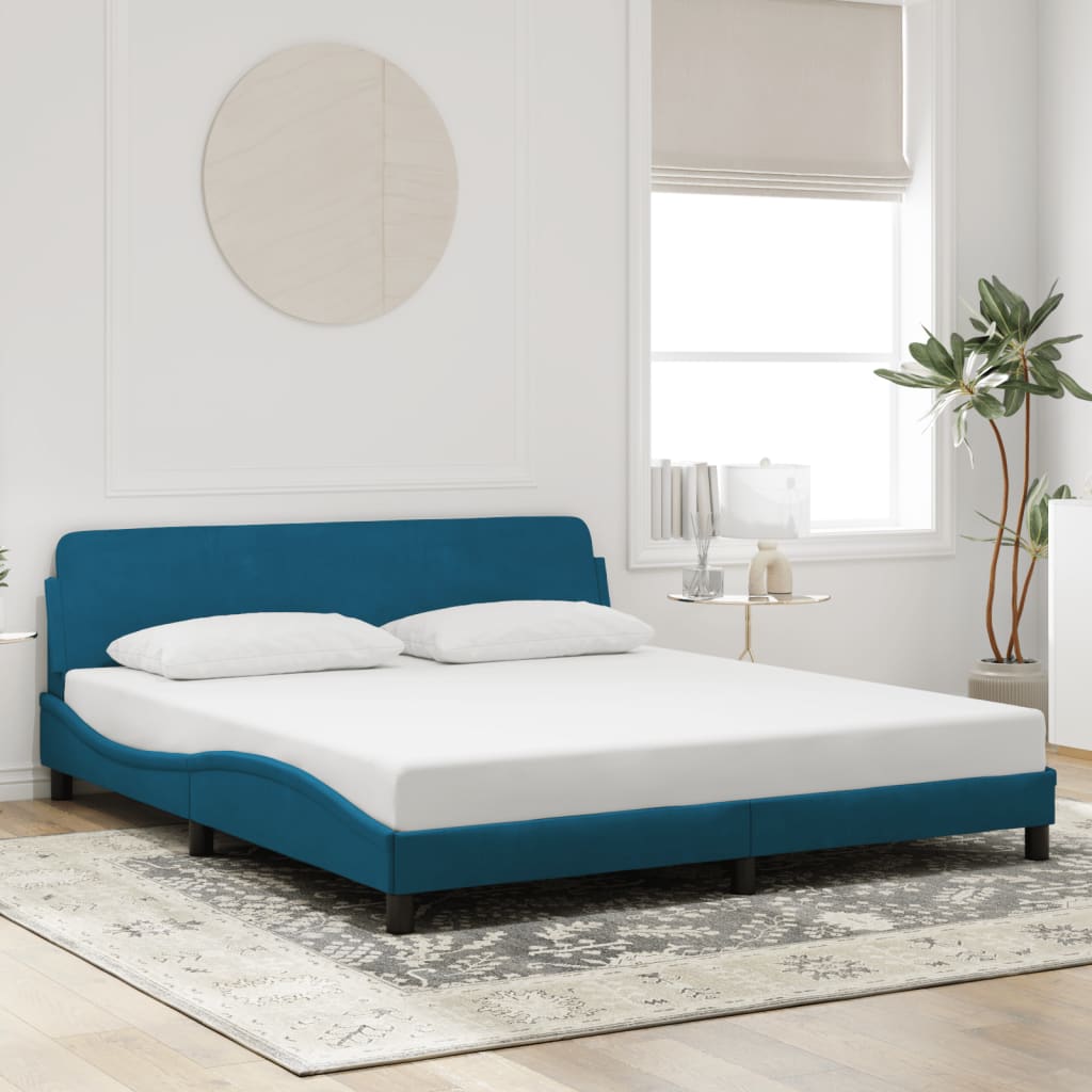 Bedframe met hoofdeinde "Dover" fluweel blauw 180x200 cm is nu te koop bij PeponiXL, paradijselijk wonen!