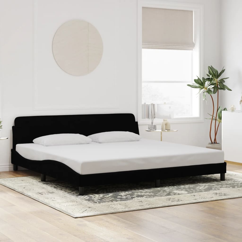 Bedframe "Dover" 200x200 cm fluweel zwart is nu te koop bij PeponiXL, paradijselijk wonen!