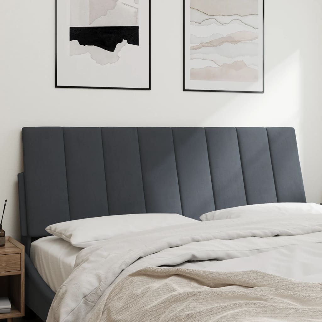 Hoofdbordkussen "Hanko" 137 cm fluweel donkergrijs is nu te koop bij PeponiXL, paradijselijk wonen!