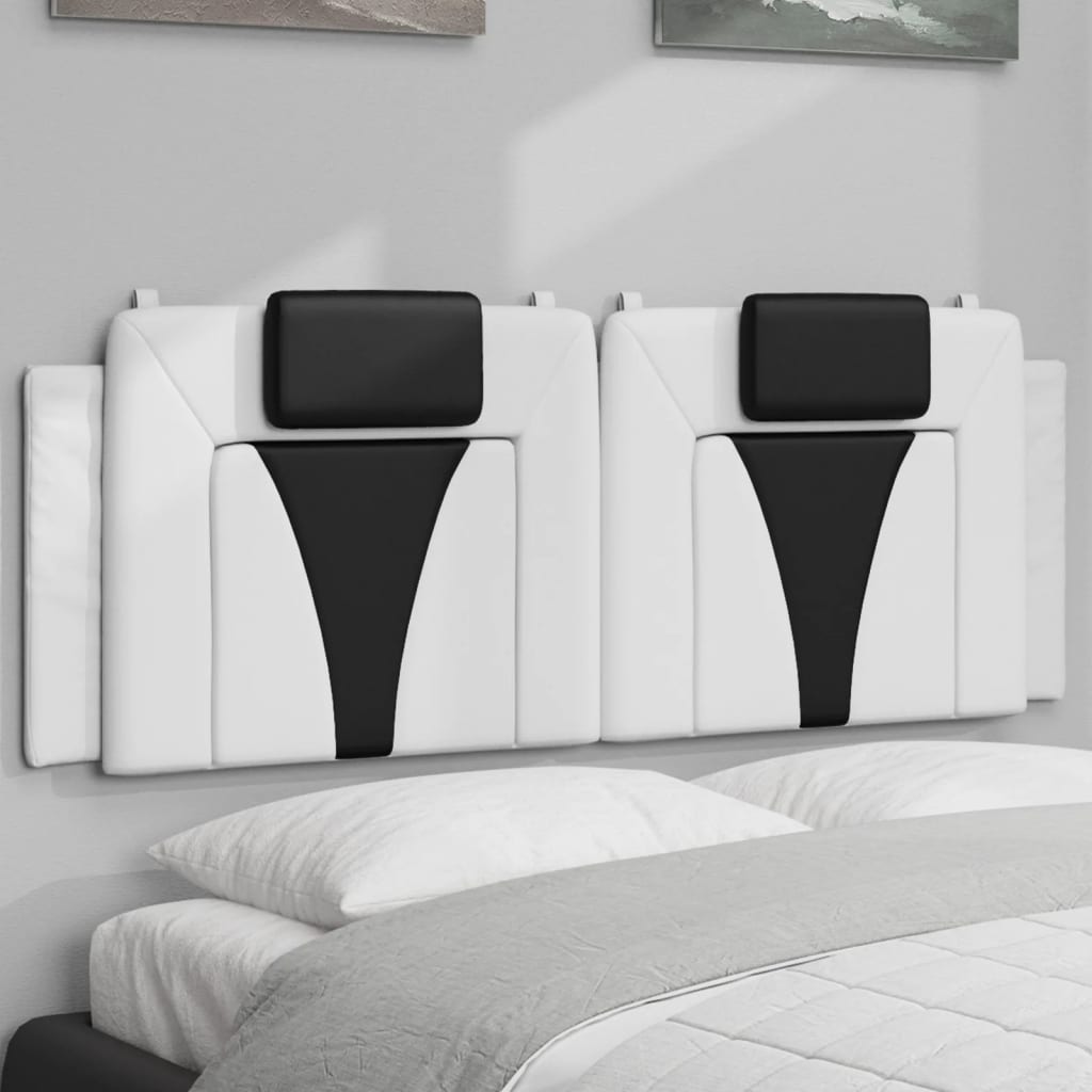 Hoofdbordkussen "Viana" 140 cm kunstleer wit en zwart is nu te koop bij PeponiXL, paradijselijk wonen!