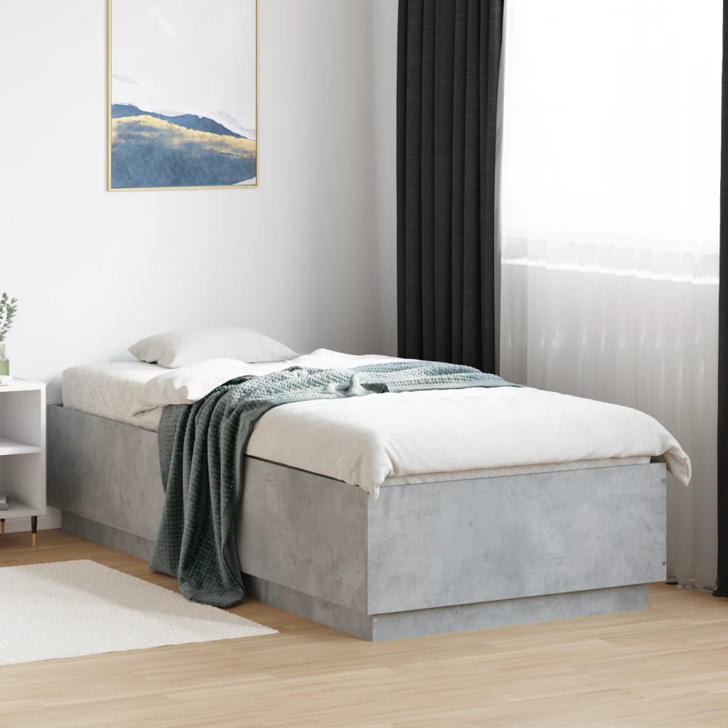 Bedframe bewerkt hout betongrijs 100x200 cm is nu te koop bij PeponiXL, paradijselijk wonen!