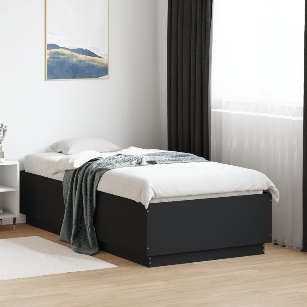 Bedframe bewerkt hout zwart 90x190 cm is nu te koop bij PeponiXL, paradijselijk wonen!
