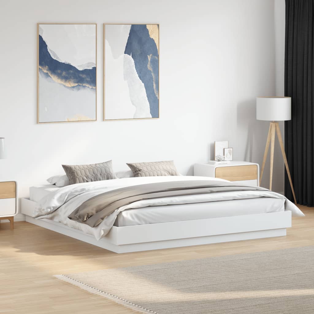 Bedframe met LED-verlichting wit 200x200 cm is nu te koop bij PeponiXL, paradijselijk wonen!