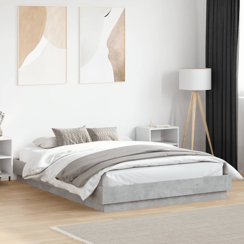 Bedframe met LED-verlichting betongrijs 160x200 cm is nu te koop bij PeponiXL, paradijselijk wonen!