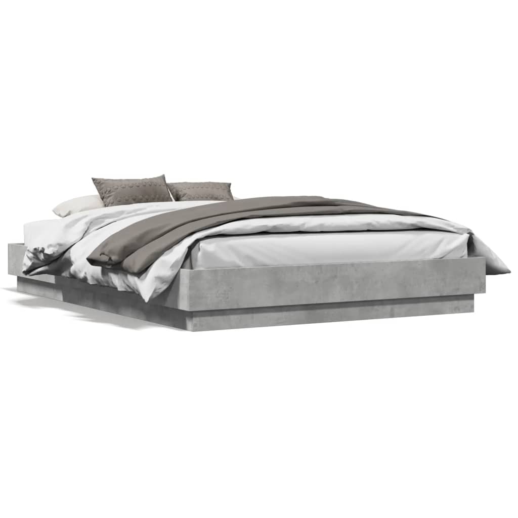 Bedframe bewerkt hout betongrijs 135x190 cm is nu te koop bij PeponiXL, paradijselijk wonen!