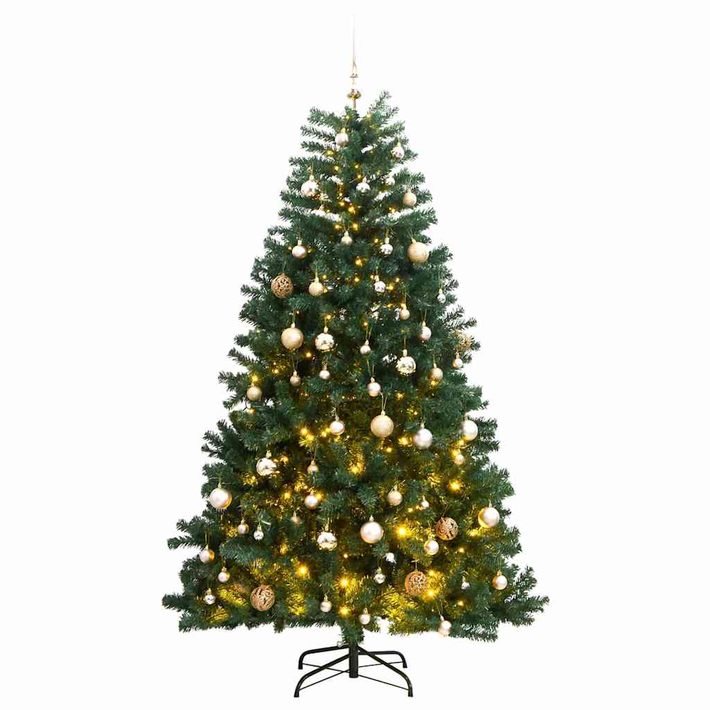 Kunstkerstboom met scharnieren 300 LED's en kerstballen 240 cm is nu te koop bij PeponiXL, paradijselijk wonen!