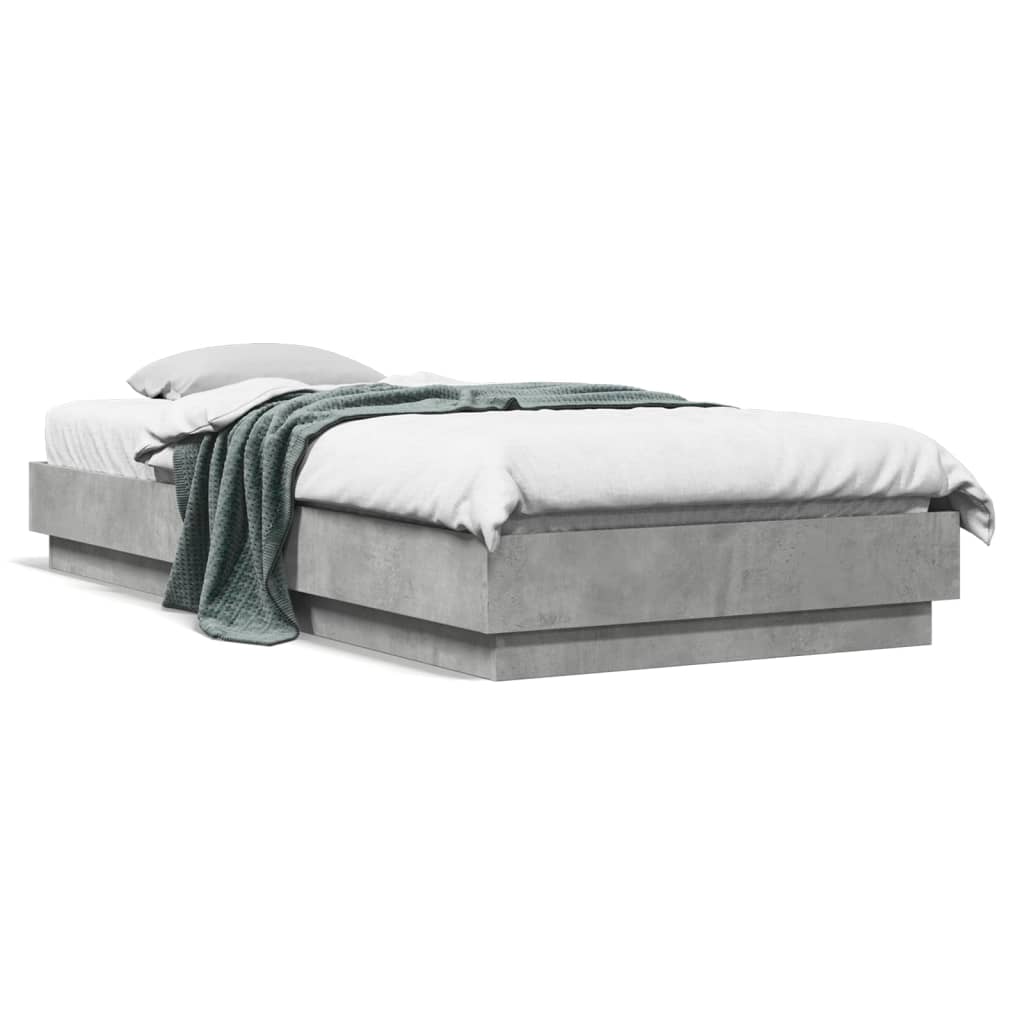 Bedframe bewerkt hout betongrijs 100x200 cm is nu te koop bij PeponiXL, paradijselijk wonen!