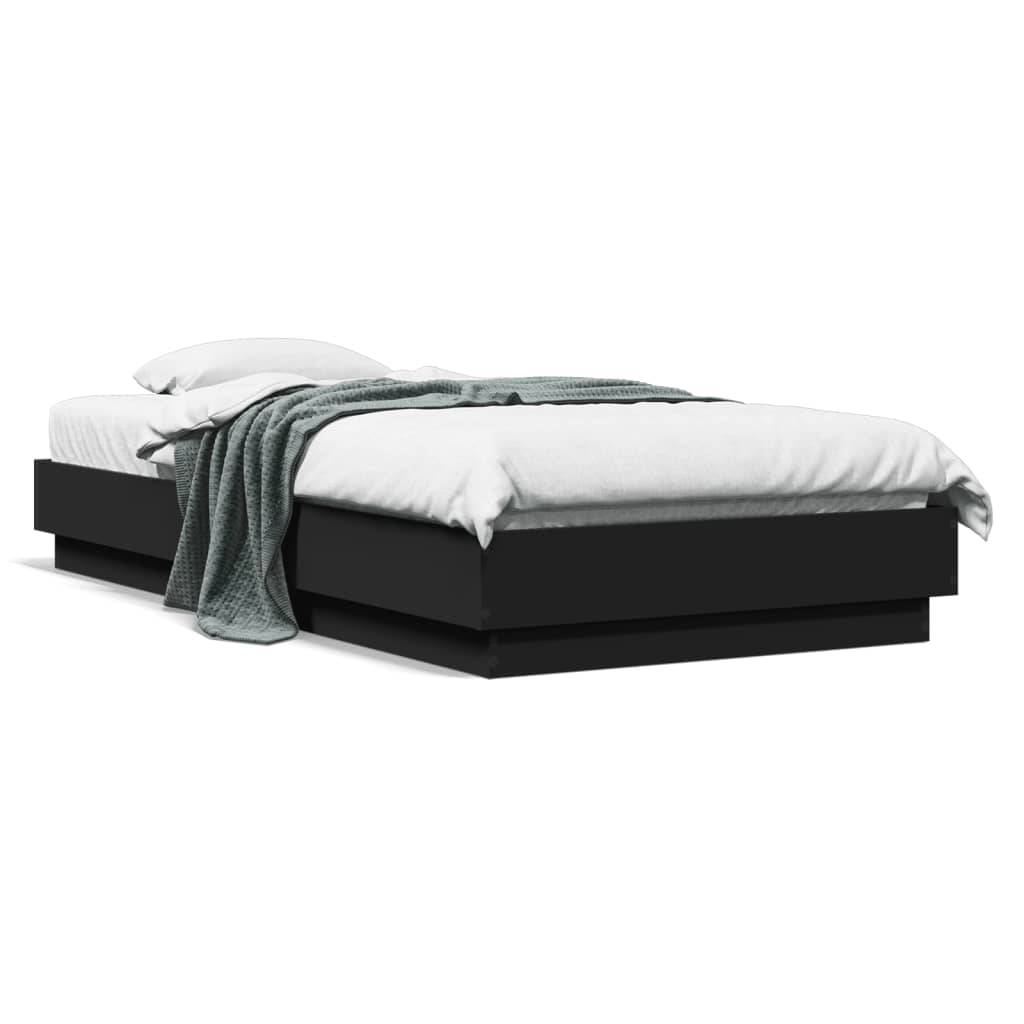 Bedframe bewerkt hout zwart 75x190 cm is nu te koop bij PeponiXL, paradijselijk wonen!